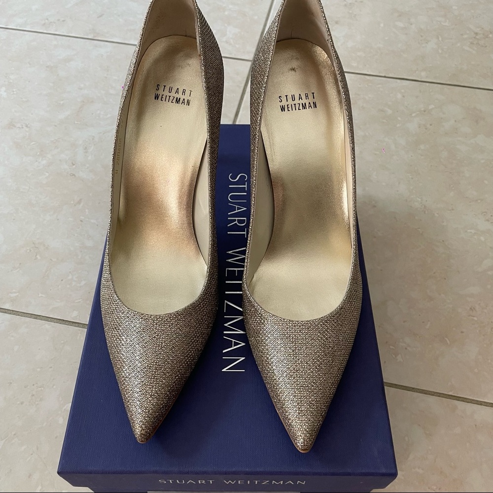 Stuart Weitzman Heist Platinum Noir Pumps (9.5)
